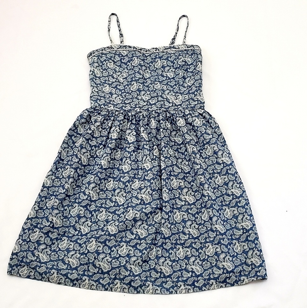 Girls Sweet Blue Paisley Print Dress